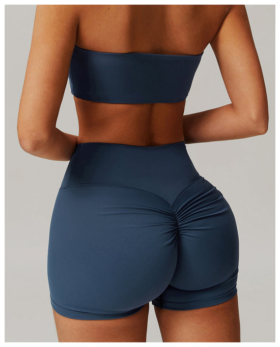 Customized Brushed High-Waisted Yoga Shorts - Tummy-Control Peach Butt-Lifting Tight Athletic Shorts for Running & Fitness