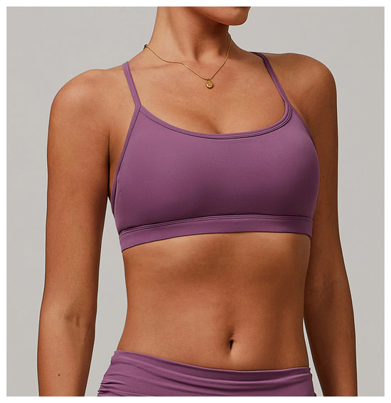 Customized Spaghetti Strap Backless Sports Bra - Wear-Outdoor Running Yoga Bra, Naked-Feel Quick-Dry Activewear Bra
