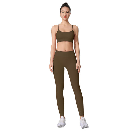 Peach Hip Seamless Yoga Pants Long Pants Thin Strap Beautiful Back Sports Bra Fashion Fitness Yoga Sports Set