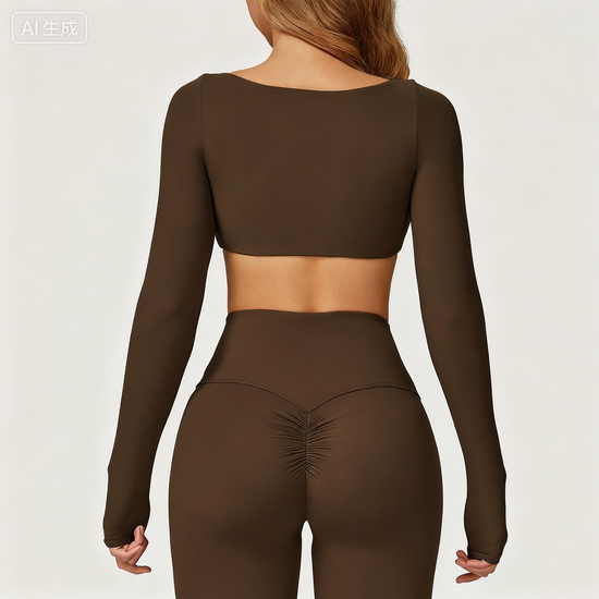 Customize Sexy Naked-Feel Long-Sleeve Yoga Top, Outdoor Running Sports T-Shirt, Quick-Dry Fitted Workout Top