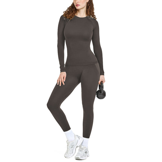 Winter Quick-Drying Long-Sleeved Yoga Clothes High-Strength Pilates Long-Sleeved Tops Running Sports Fitness Clothes